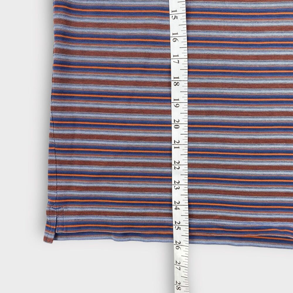 $115 J Lindeberg Polo Shirt Mens Large Striped Dev Slim Lux Pique Logo Golf - Picture 9 of 9
